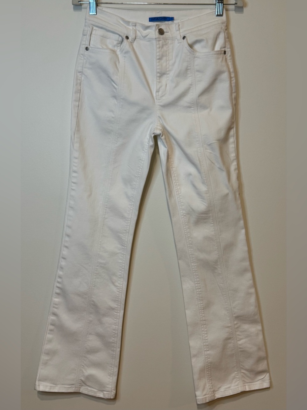 J.McLaughlin Women’s White Flare Stretch High-Waisted Jeans Front Seam Size 2